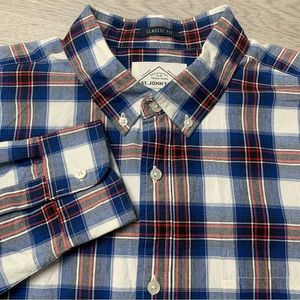St. Johns Bay Men’s L Button Down Shirt Multicolor Plaid Classic Fit Long Sleeve